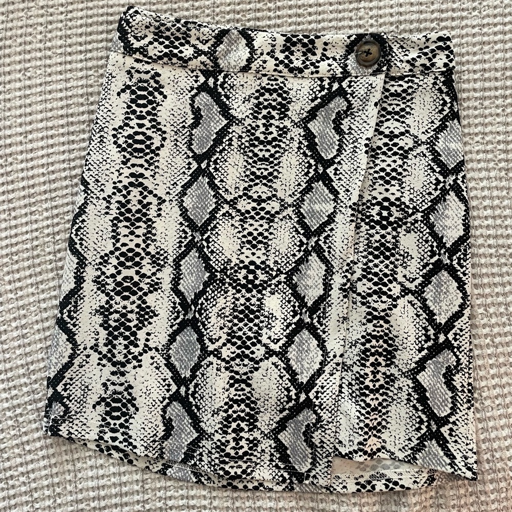 Snakeskin Print Wrap Skirt